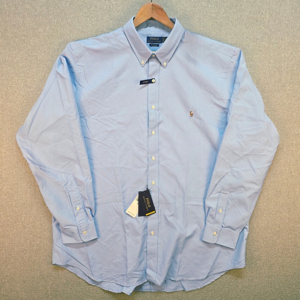 Polo Ralph Lauren Performance Wicking Mens 2XLT Blue Oxford Long Sleeve NWT